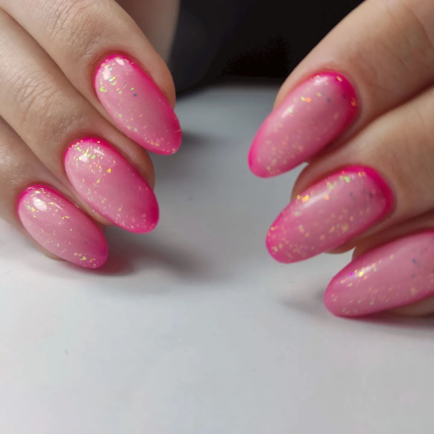 Glittery Pink and Red Nails