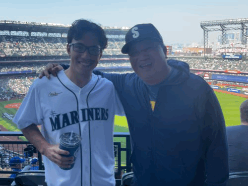 My dad and I at T-Mobile Park in Seattle.