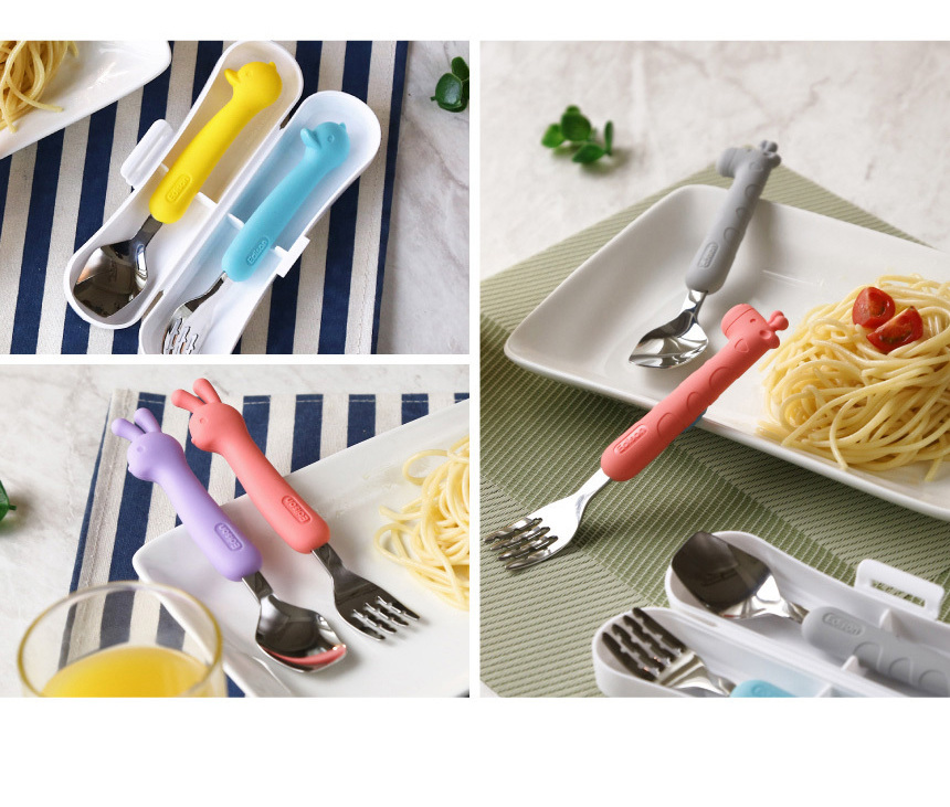 韩国 EDISON 婴儿硅胶勺叉套装 粉色 1p