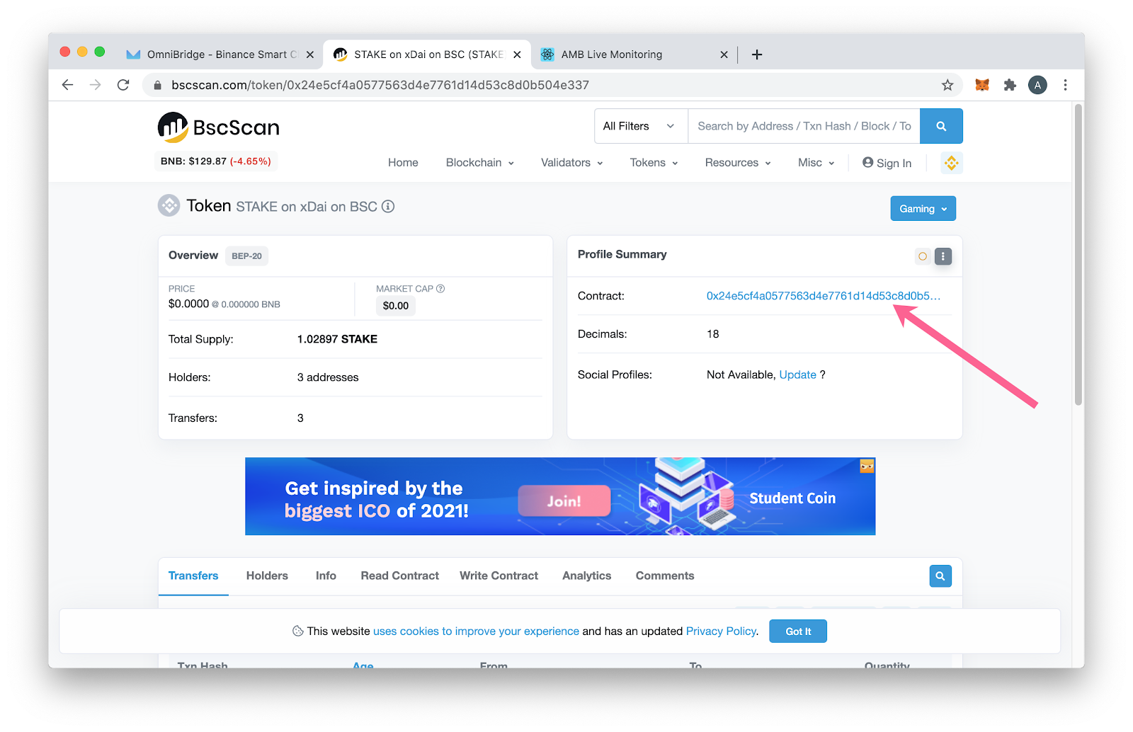 sao chép mã token