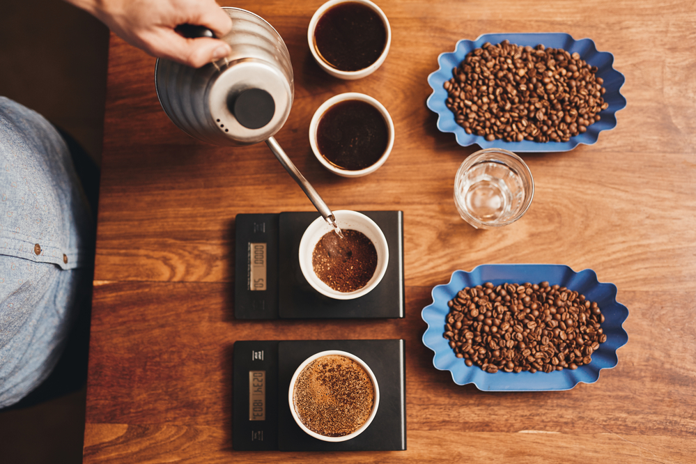 image of coffee beans and sampler for post on what is coffee cupping
