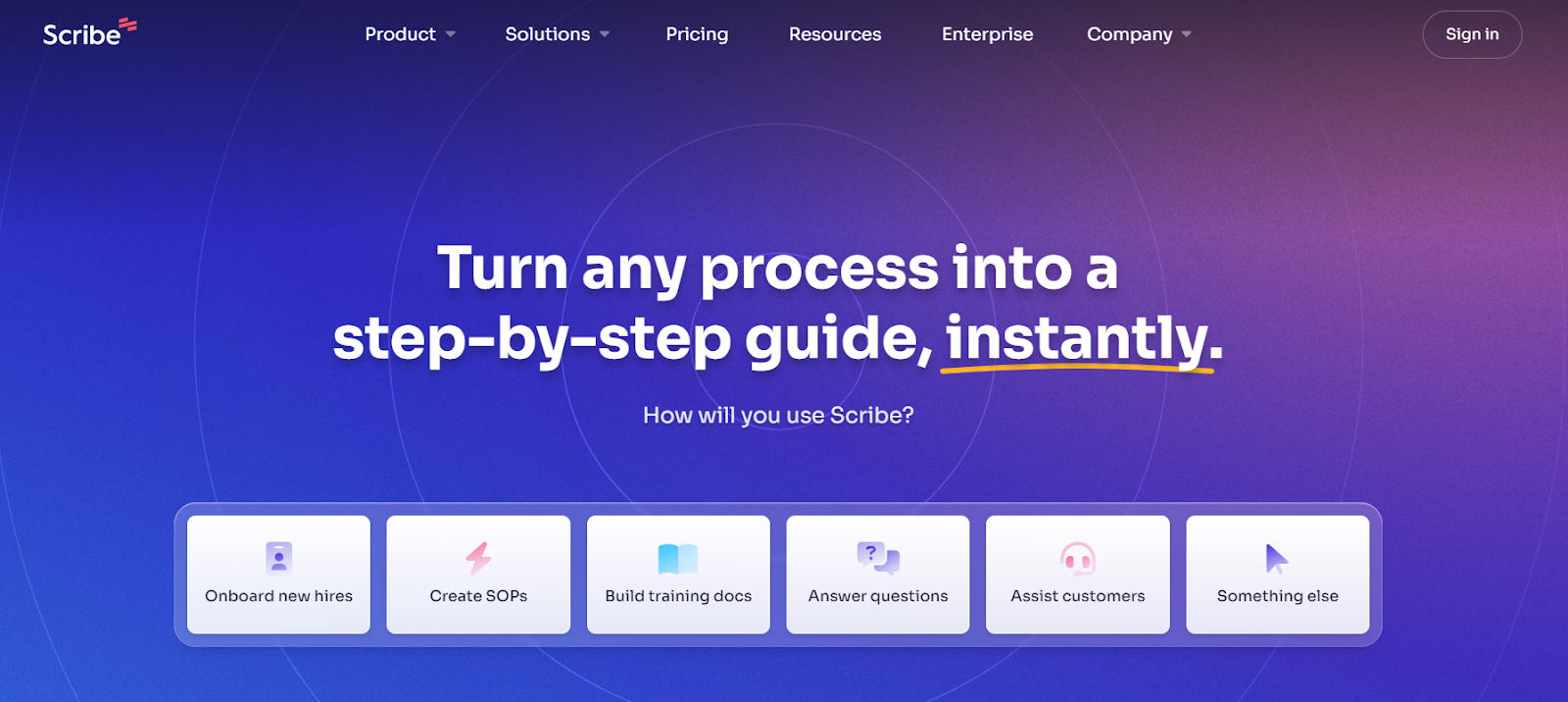 Scribe Landing page