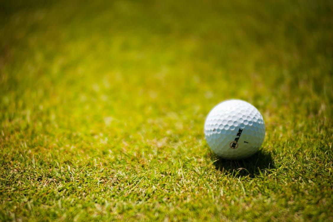 Free White Golf Ball on Green Grass Stock Photo