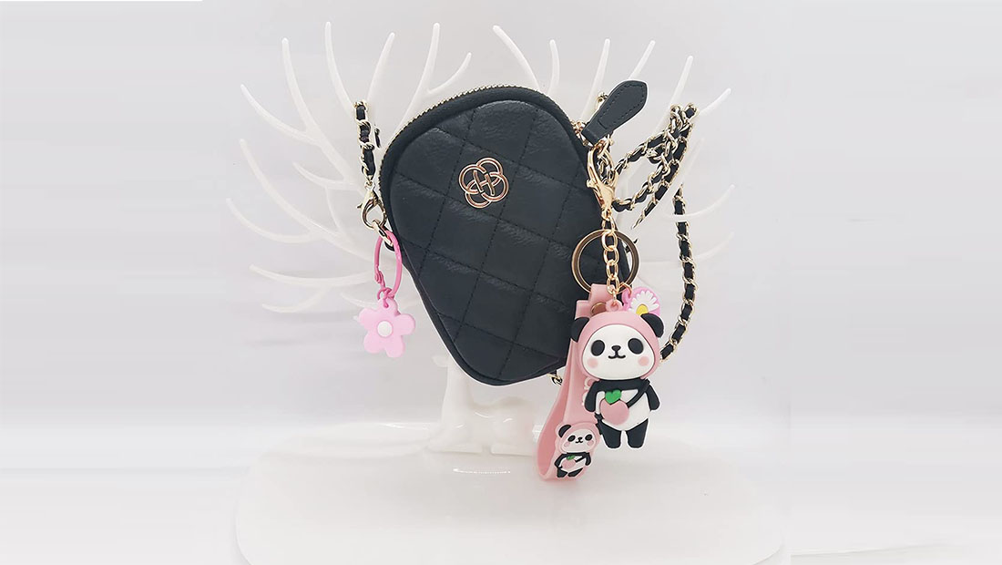 creative cute panda bag pendant silicone rubber keyrings tradeshow items