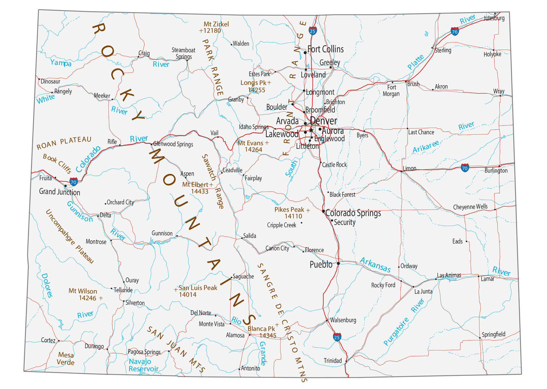 Mapas de Colorado, Estados Unidos