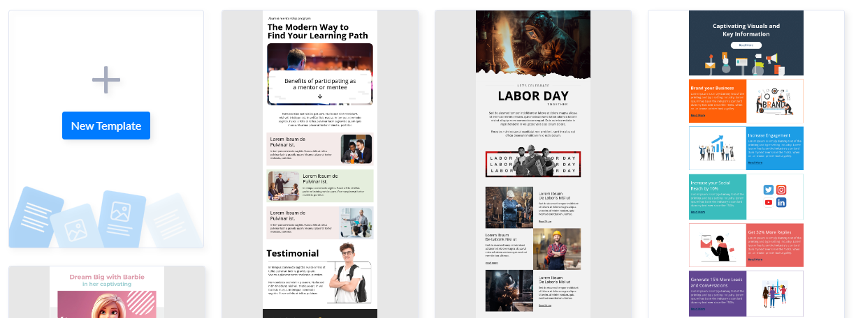 Unlayer library of newsletter templates 
