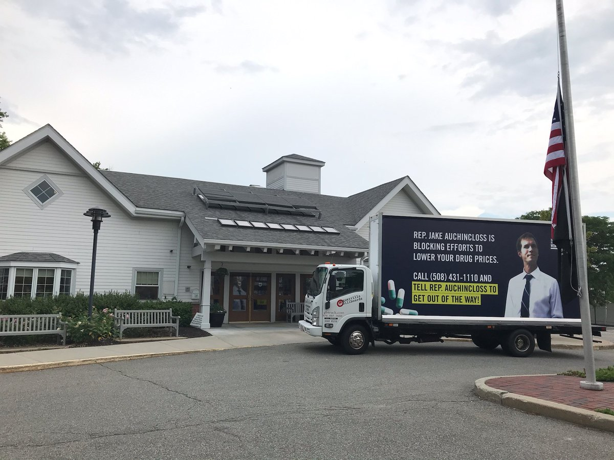 Image of our billboard truck in Rep. Auchincloss' district