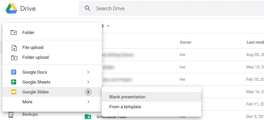 Google Drive new presentation