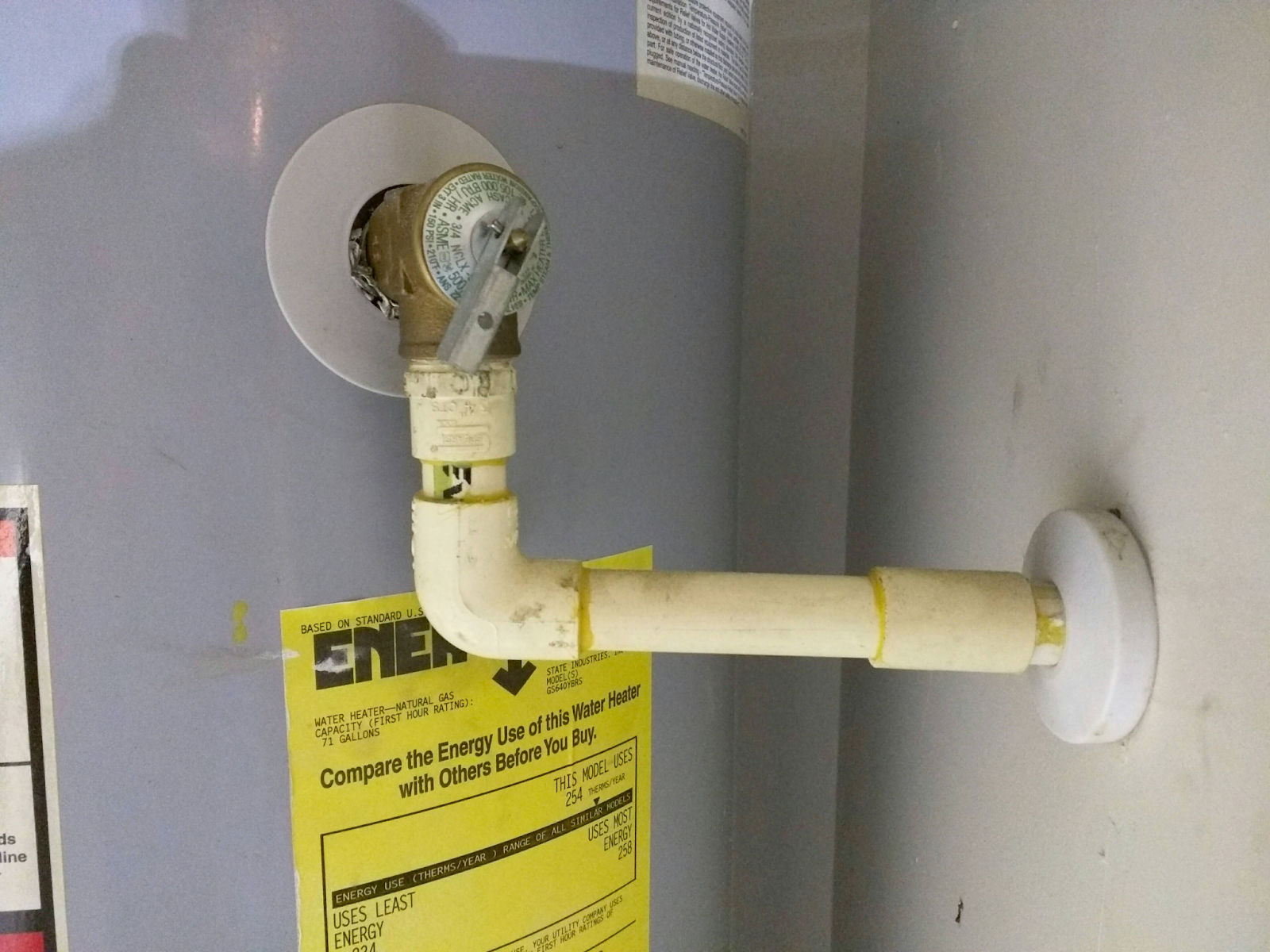 This is where you can locate your release valve on your water heater. 