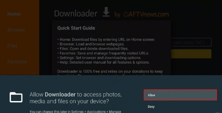 Allow permissions on Downloader