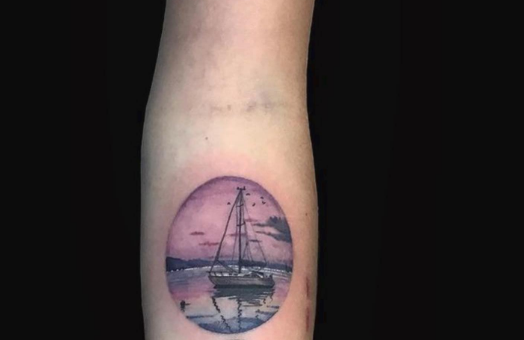 Boat Circular Tattoo 