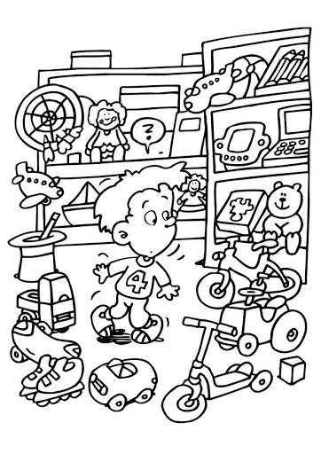 Dibujos Para Colorear De Niños Recogiendo Sus Juguetes