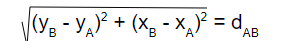 fórmula distância entre dois pontos