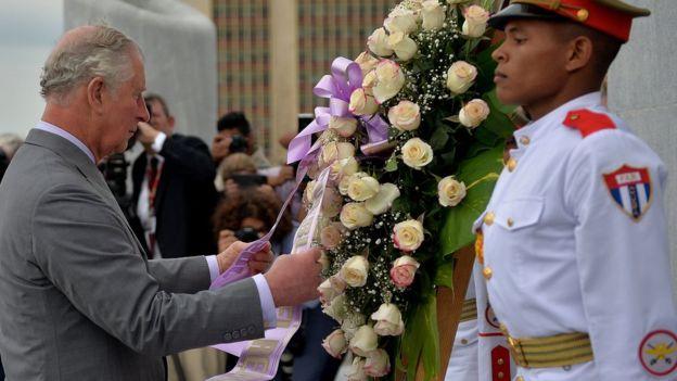 Prince Charles lays a wreath at Revolution Square in Havana on March 24, 2019.