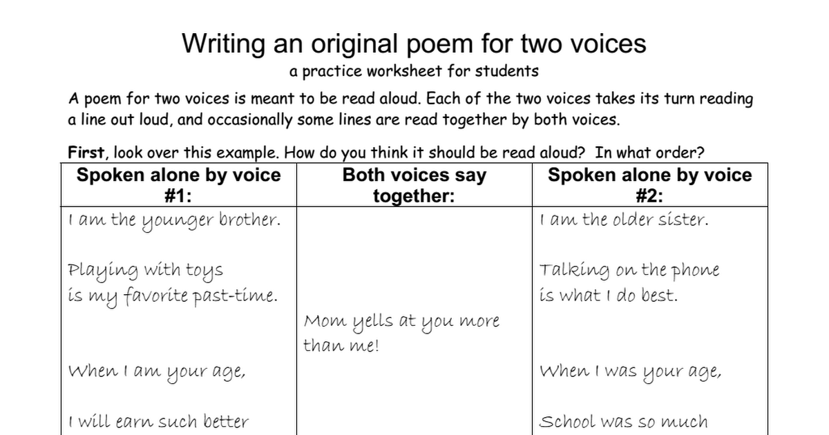 you have two voices poem essay