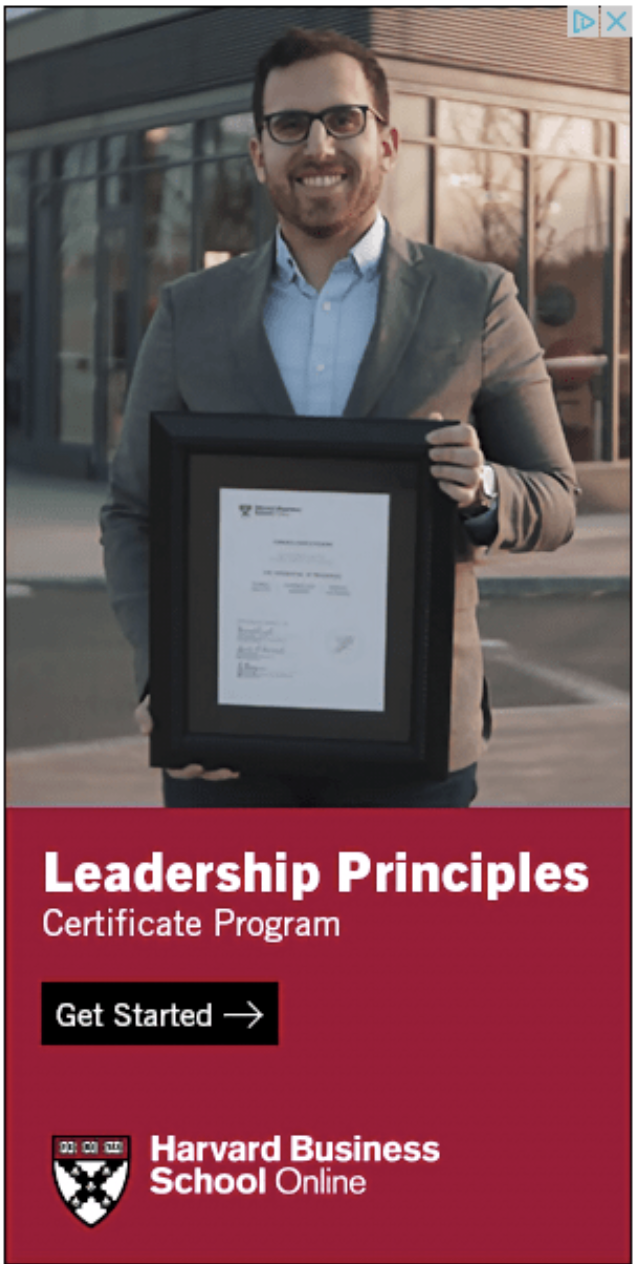 Example of a banner ad from Harvard Business School Online