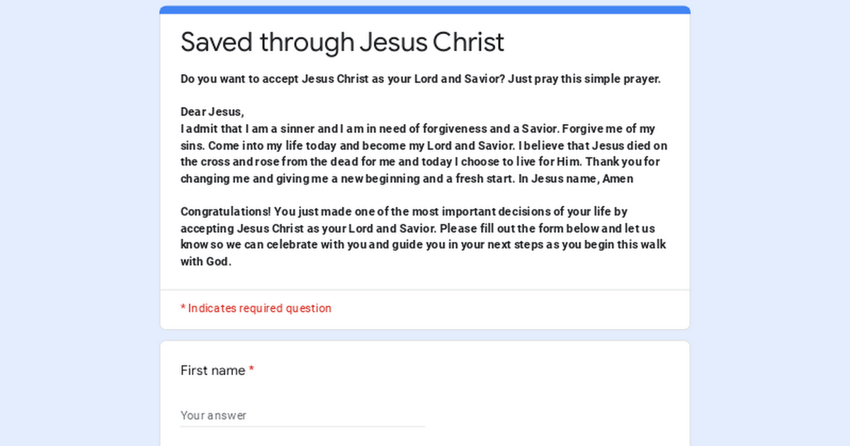 Saved through Jesus Christ