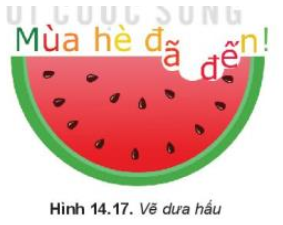 Em hãy mở lại hình miếng dưa hấu đã vẽ ở bài trước và thêm chi tiết để được như Hình 14.17