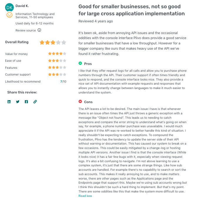 The Top Best Text Message Service Providers In The UK | Plivo's customer review
