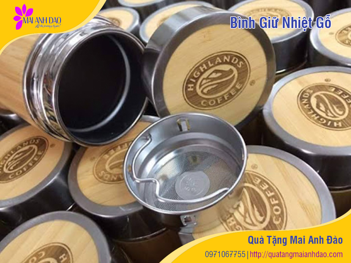 Quà tặng quảng cáo thương hiệu - Bình giữ nhiệt gỗ ở Quảng Nam