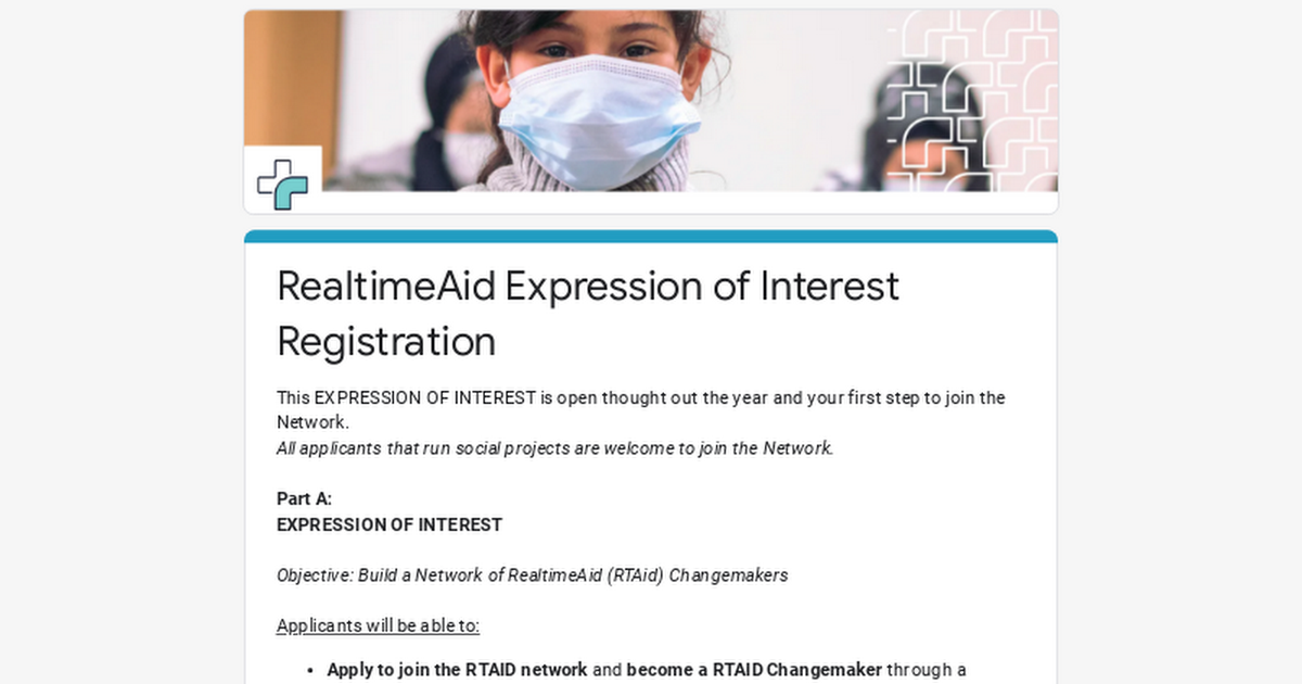 RealtimeAid Expression of Interest Registration