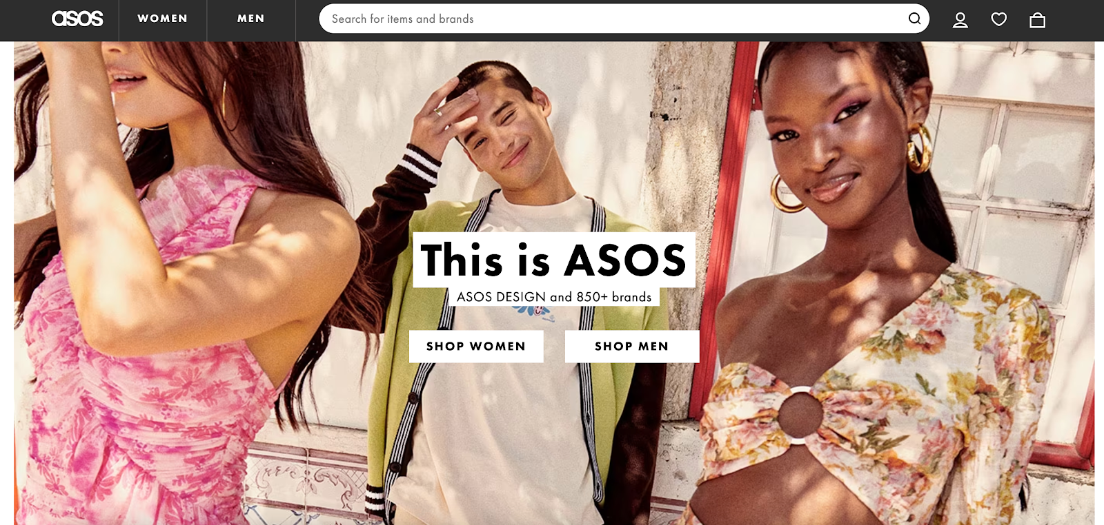 Hero image design from ASOS