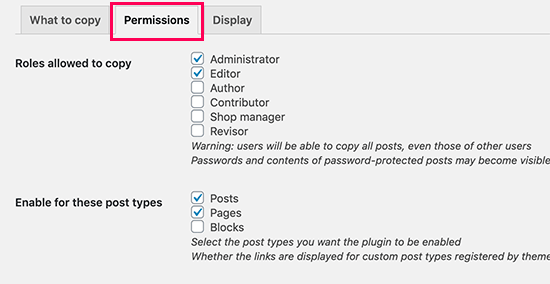 permissions tab