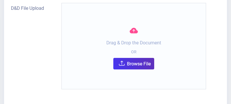 view of drag and drop upload file form