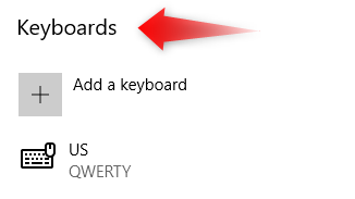 Keyboards in Windows 10