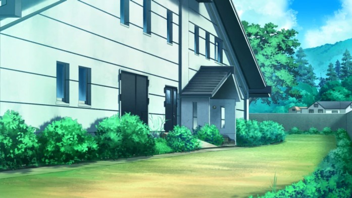 Side view of Maebara’s house in the anime