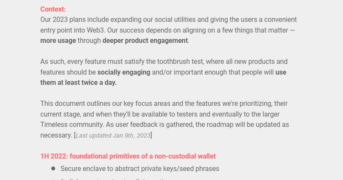 1Wallet Roadmap (LIVING DOCUMENT)