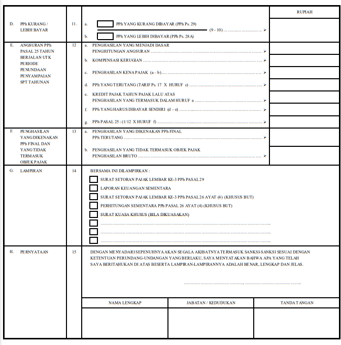 contoh kedua, formulir atau surat permohonan perpanjangan SPT Tahunan Badan 