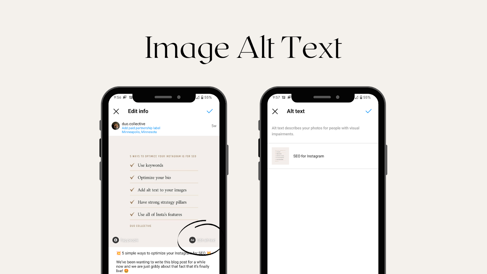 image alt text on instagram after you have posted