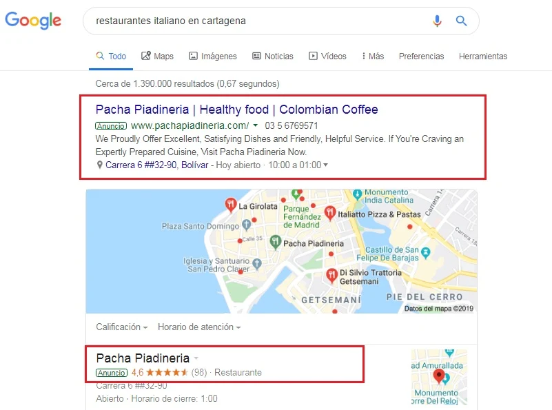 restaurantes italianos en bogotá - Google maps
