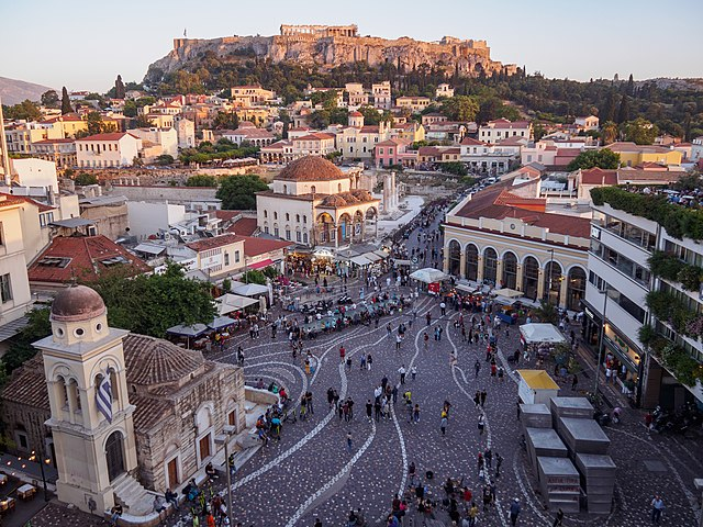 Monastiraki Square and in the distance the Acropolis