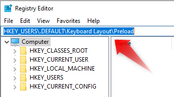 Finding keyboard layouts in registry editor on Windows 10