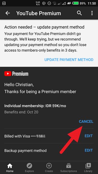 How to Cancel YT Premium Plan from Android
