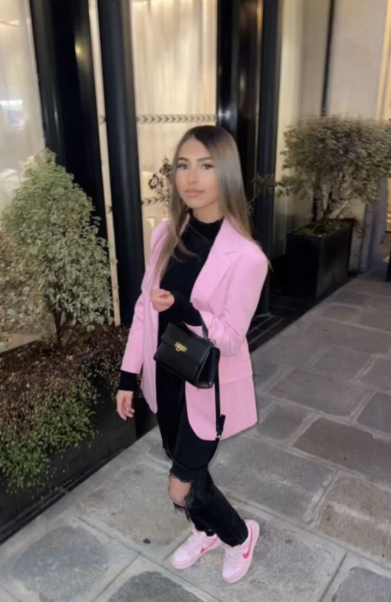 Lady shows off her sophisticated style with a blazer