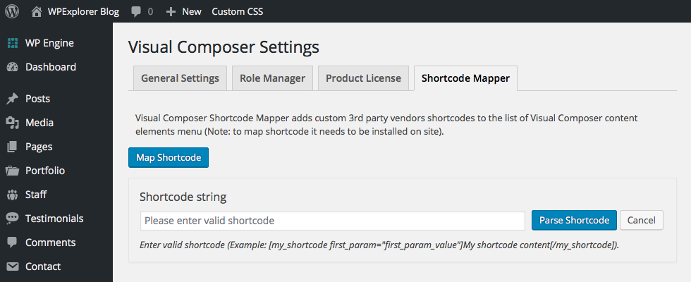 Mapeador de Shortcode do Visual Composer