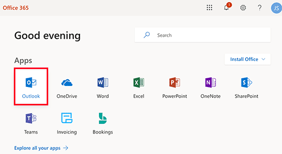 Usando o aplicativo Outlook no Office 365