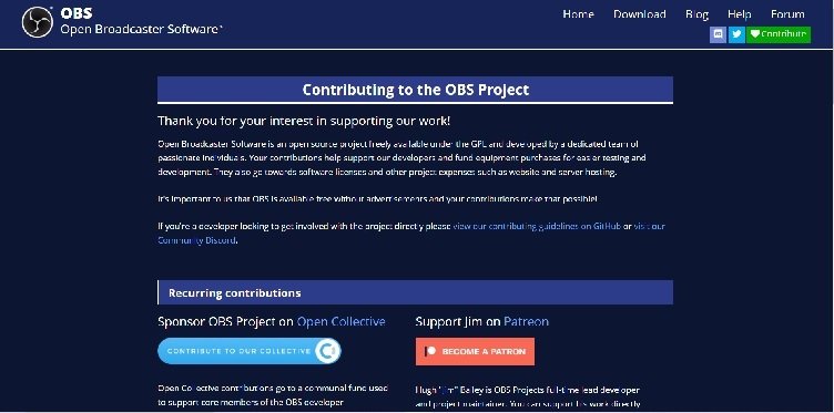 Página de contribución de OBS