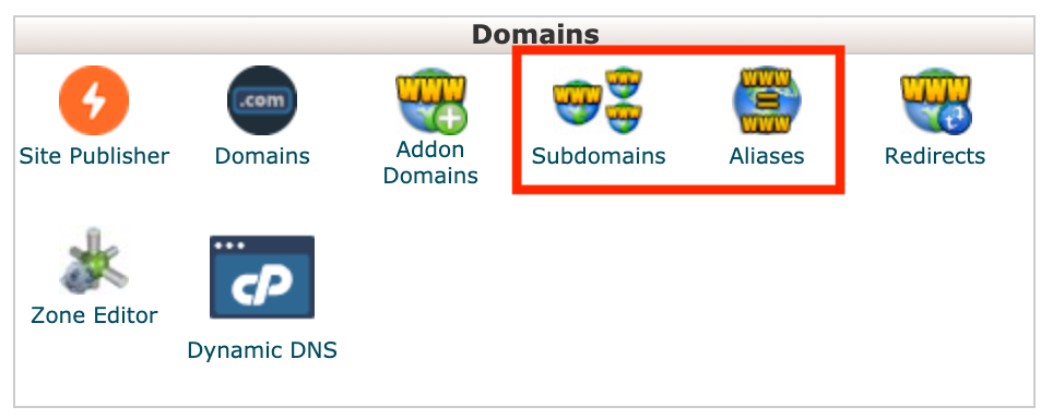 Domínios do cPanel