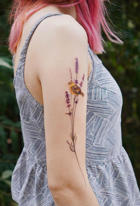 Yellow Hammer Lavender Tattoo Designs