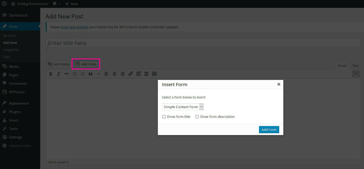 Editor de texto WPForms