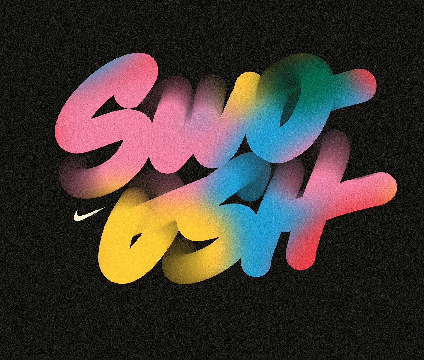 blur colorful Digital Art  gradient Nike noise Procreate Script Swoosh typography  