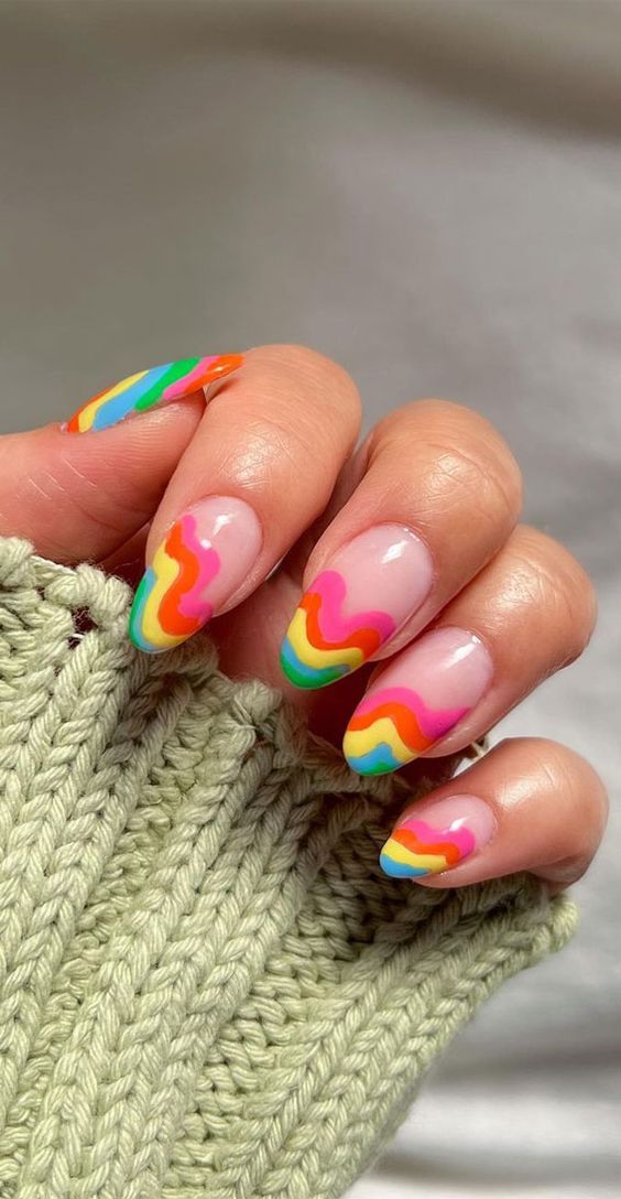 Rainbow tips with bright colors and fun design