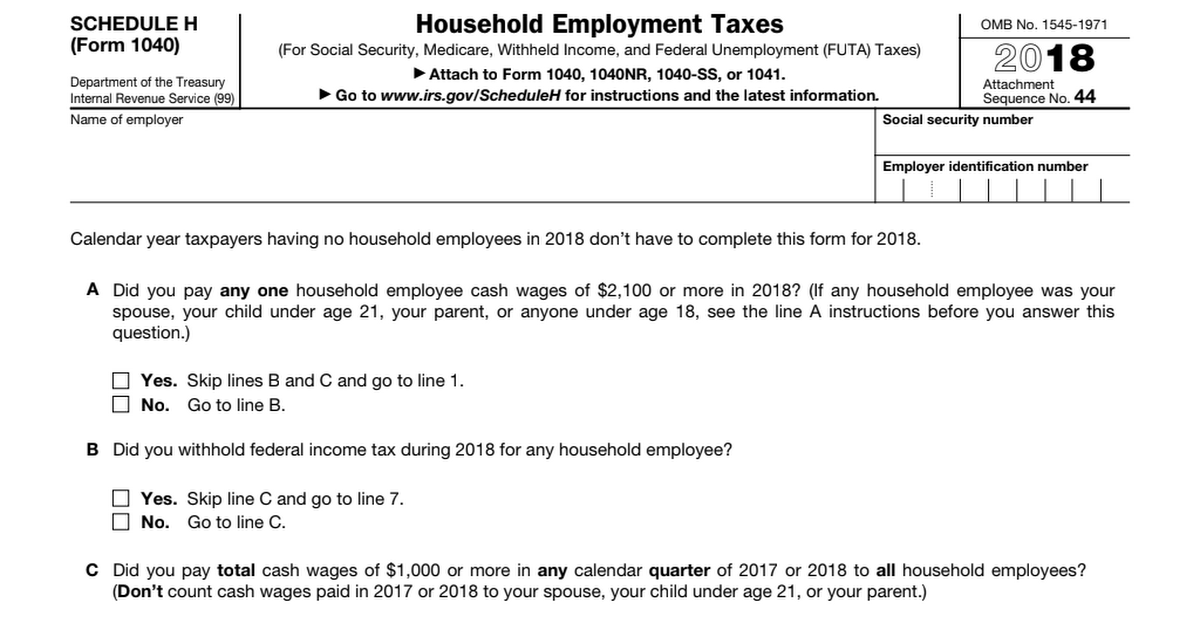 household employment taxes form 1040