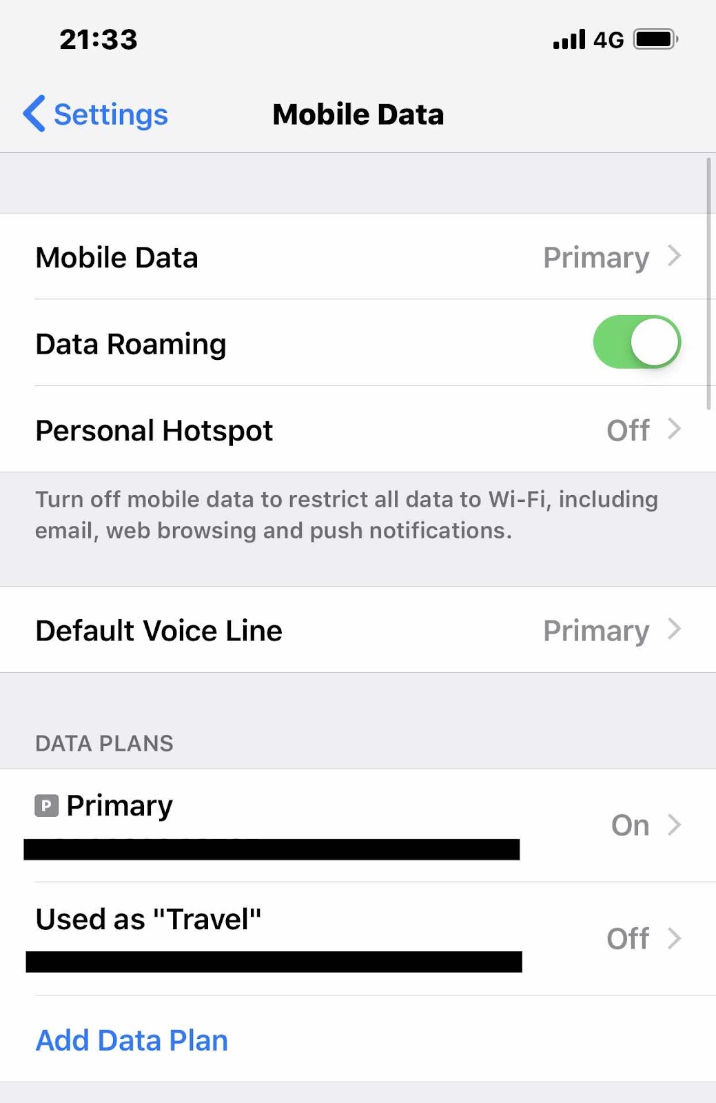 turn off travel line in iphone