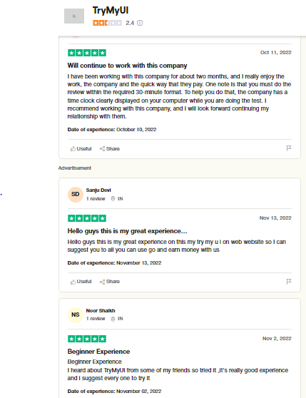 TryMyUI Review as per TrustPilot