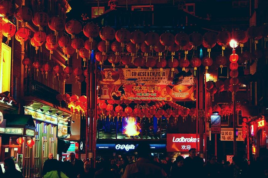 Chinese New Year Celebration in all red decoration